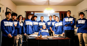 Wrestling team with Hall of Fame Coach Dick Glover.